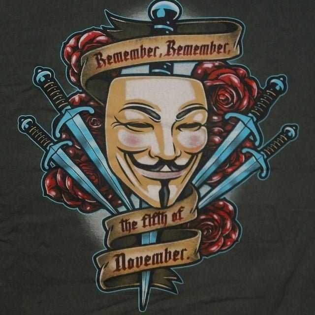 day046 remember remember the fifth of November v for vendetta Guy Fawkes 1tshirtaday unamagliettaalgiorno onetshirtaday maglietta tshirt tshirts maglietta magliette