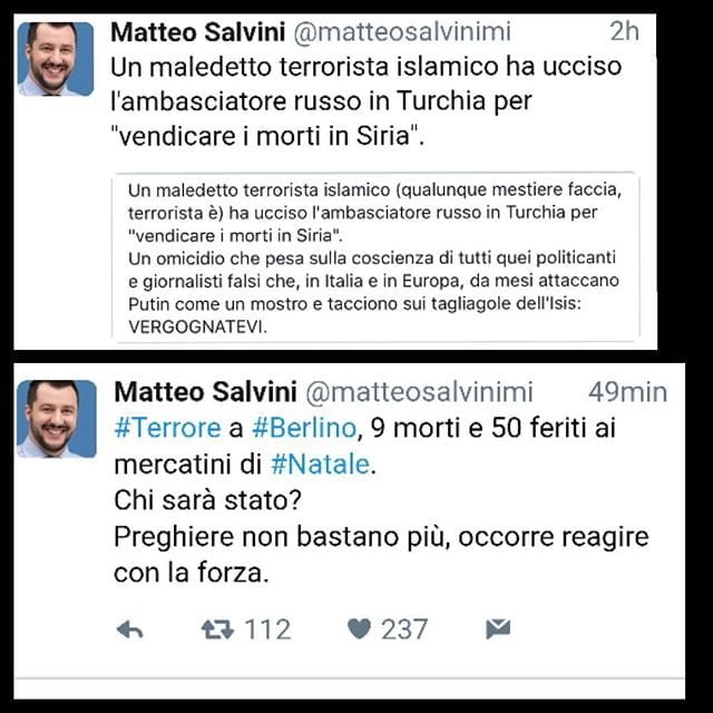 7 lettere si ciba di cadaveri per prosperare.SALVINI non sai cosa sia il rispetto per il dolore umano, alimenti una spirale d’odio che non porta altro che danni.