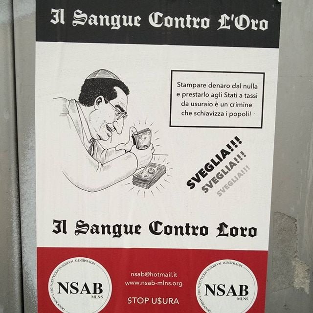 Manifesti abusivi il sangue contro l&039;oro e contro loro milaneseimbruttito