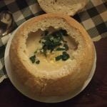 Zuppa d&039;aglio nel pane direi che per ora a cibo stiamo andando bene.bratislava garlic soup garlicsoup bread