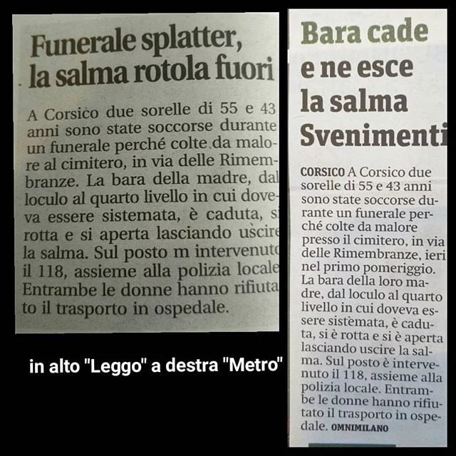 La stessa notizia da due giornali diversi.Non ho ancora capito quale delle due mi piace meno leggo metro freepress notizie splatter