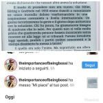 Cortocircuito mentale in 3 passi.1 Pubblico un post che parla di fascismo e razzismo ed è chiaramente contro la lega.2 Renzo Bossi (figlio di Umberto Bossi, noto anche come &034;il trota&034;) mette un mi piace e comincia e diventa mio &034;follower&034;3 per essere certo che sia lui apro il suo profilo e scopro che è lui, che mette foto dal modello, che ha 8mila follower ed ha un&039;azienda agricola che si chiama &034;tera nostra&034; (con una erre)… @theimportanceofbeingbossi ma sei contro il razzismo / fascismo / la lega ( di salvini) o il tuo bot per guadagnare follower funziona di cacca?vabenecosi bossi salvini razzismo leganord bot Da WikipediaRenzo Bossi (Varese, 8 settembre 1988) è un ex politico italiano. Figlio del fondatore della Lega Nord, Umberto Bossi, nel 2010 venne eletto al Consiglio regionale della Lombardia per poi dimettersi, nel 2012, coinvolto nello scandalo per appropriazione indebita di fondi provenienti dal finanziamento pubblico ai partiti.È soprannominato Il Trota, da quando suo padre lo definì così nel 2008, in risposta a chi gli chiedeva se fosse il suo &034;delfino&034;.